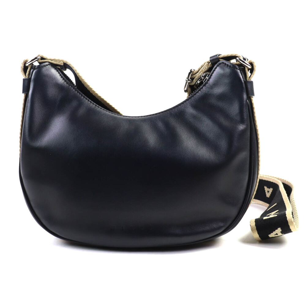 MARNI SBMP0128U0 Logo Strap Bay Bag Crossbody Leather Shoulder Black with Dus...